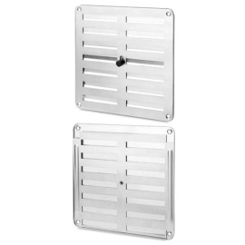 GRILLE AVEC PERSIENNE ALUMINIUM BL - 17X17 CM