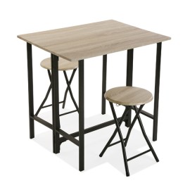 ENSEMBLE TABLE ET DEUX CHAISES EN BOIS