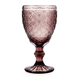 BICCHIERE VETRO RILIEVO ROSE MOON PACK-6 - 35 CL